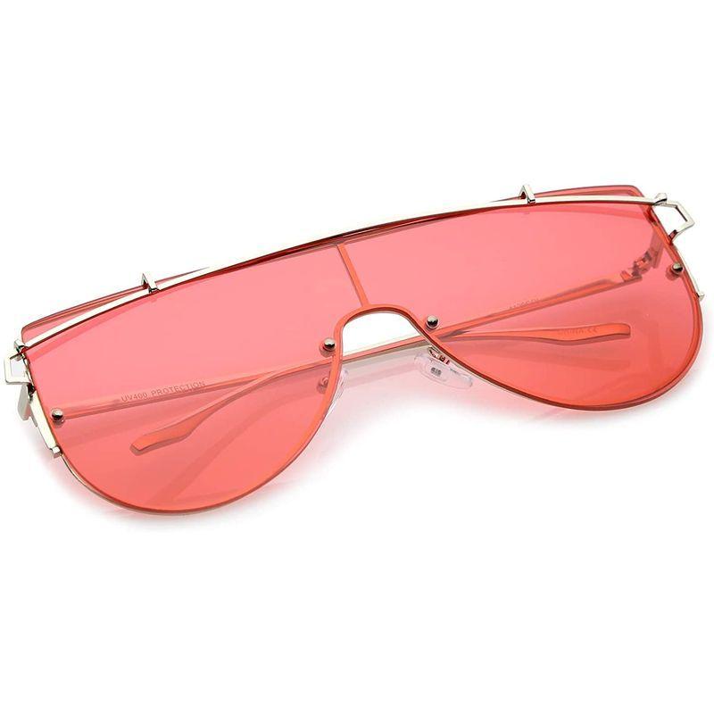 贈り物 Futuristic Rimless Metal Crossbar Colored Mono Lens Shield Sunglasses  サングラス - stgocultura.cl