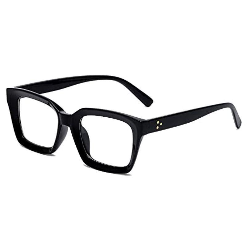が大特価！ EYLRIM Classic Thick Square Frame Clear Lens Glasses for Women Men Non その他財布