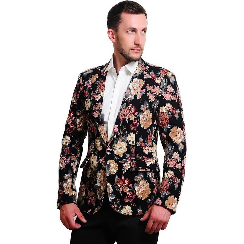 割引 Sport Blazer Cotton Floral Button 1 Mens MOGU Coat P 30 Size US Jacket その他スーツ、フォーマル