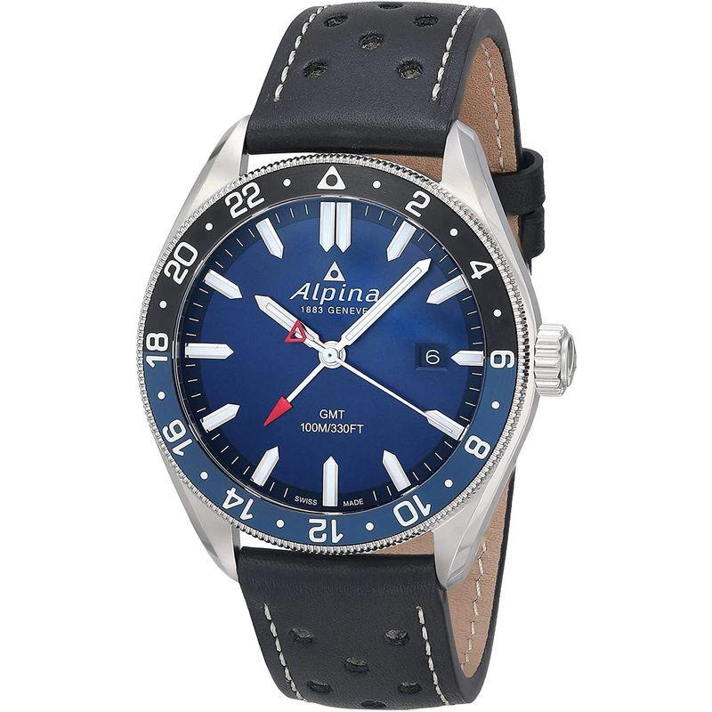 無料配達 Alpina Men's Stainless Steel Swiss Quartz Sport Watch with Leather Str 腕時計