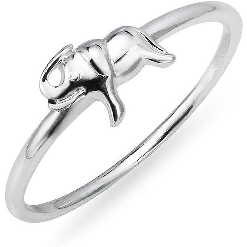 Sterling Silver Small Polished Elephant Ring Size 7