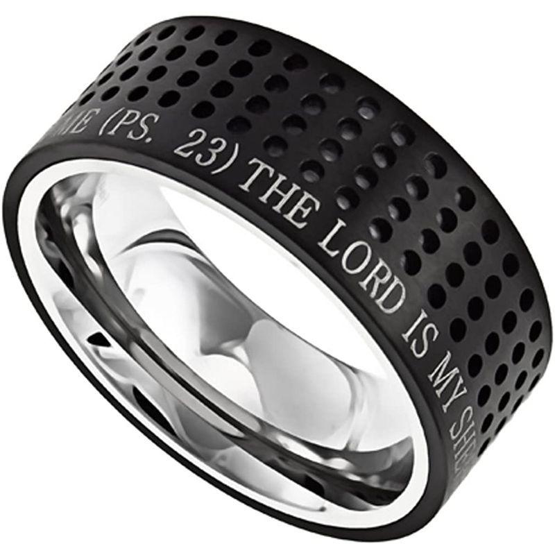 2021人気No.1の Black Shop Arrow North Stainless Lord 23 Psalm Ring, Verse Bible Steel 指輪