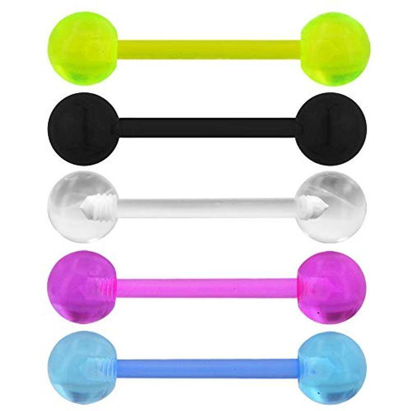 直販ストア】！！OUFER ボディピアス 5 PCS No Rings Allergy Neon Acrylic Tongue Colorful  Rings Colorful