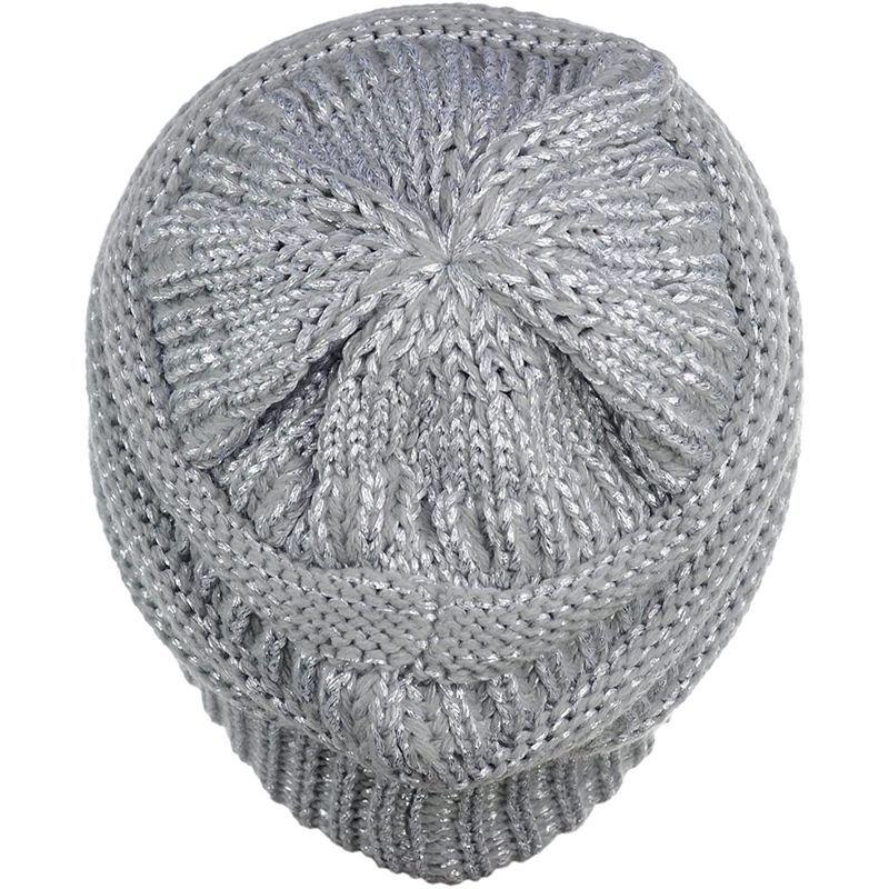 オーバーのアイテム取扱 C C Trendy Warm Chunky Soft Stretch Cable Knit Beanie Skully Silver Cisama Sc Gov Br