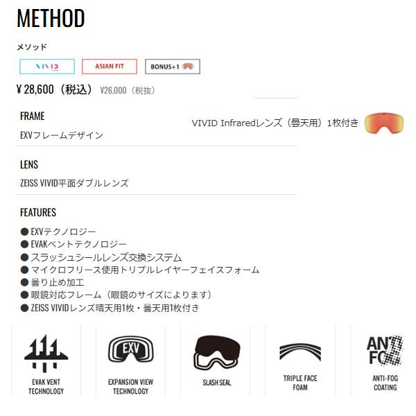 GIRO（ジロ） 25-26 GIRO ゴーグル METHOD Asian Fit : 正規品/ジロー