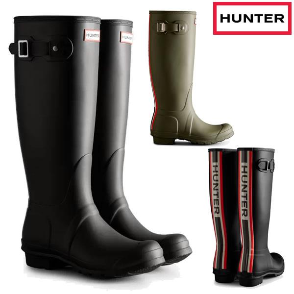 【HUNTERミニポーチプレゼント】レディース HUNTER レインブーツ TriColour Logo Backstrap Tall