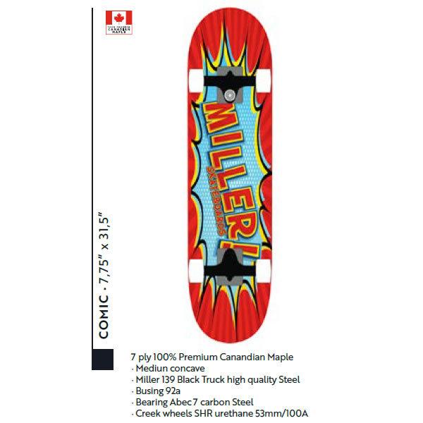 送料無料（沖縄県を除く）MILLER コンプリートデッキ COMIC ・ 7,75 x 31,5 in: 正規品/スケートボード/コミック/ロングボード/ロングスケート | ミラー | 01