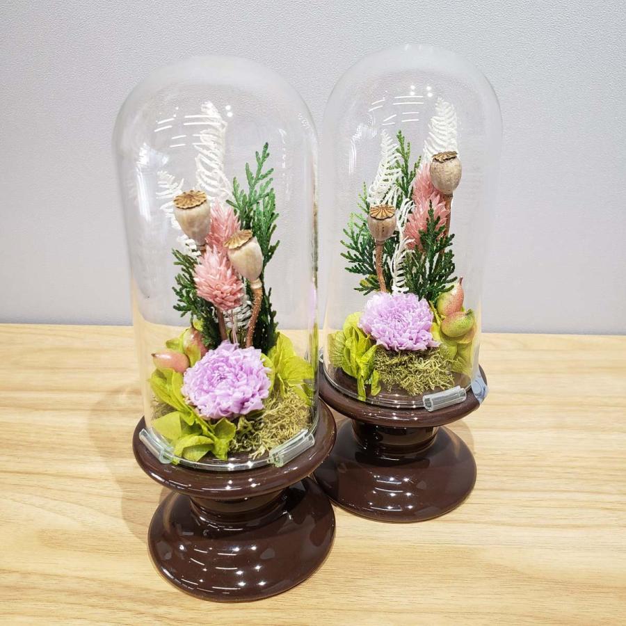 プリザーブドフラワー お供え 弔問 四十九日 一周忌 お彼岸 お盆 お悔やみ 仏花 納骨堂 小さな 供花 一対 ガラスドーム 008 プリザーブドフラワー Claudia 通販 Yahoo ショッピング