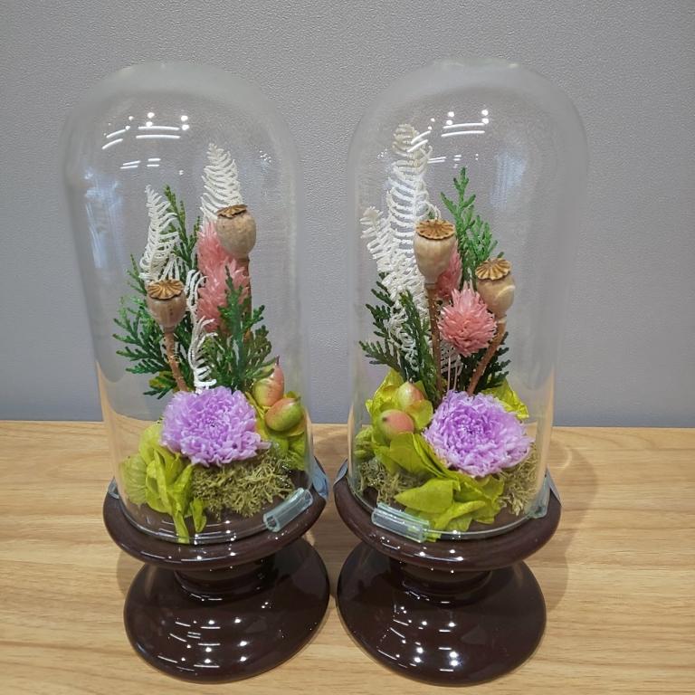 プリザーブドフラワー お供え 弔問 四十九日 一周忌 お彼岸 お盆 お悔やみ 仏花 納骨堂 小さな 供花 一対 ガラスドーム 008 プリザーブドフラワー Claudia 通販 Yahoo ショッピング