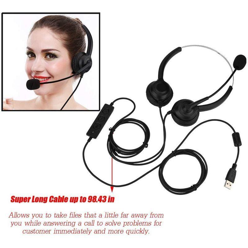 Mugast コールセンターヘッドセット Usbプラグ ノイズキャンセリング マイク搭載 ミュート機能 柔らかいイヤーパット 聴覚保護 Pc 正規品販売