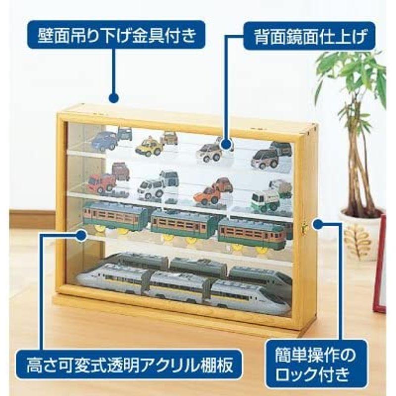 ナカバヤシ LEDライト付 コレクションケース ワイド 透明アクリル棚板タイプ ナチュラル木目 W470xD120xH345mm IT-CC|bs-design-store|03