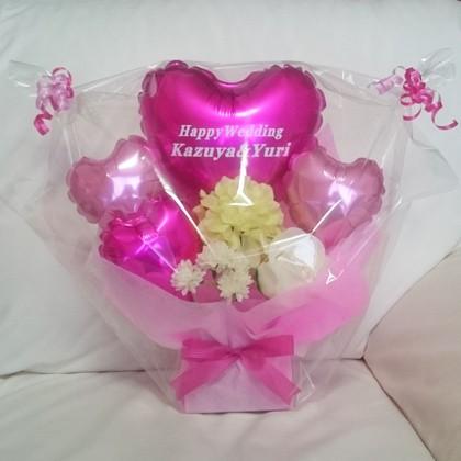 バルーン電報 結婚式 名入れ　卓上バルーン＆フラワー　ピンクバルーンアレンジ |  | 03