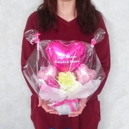 バルーン電報 結婚式 名入れ　卓上バルーン＆フラワー　ピンクバルーンアレンジ |  | 04