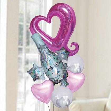 受賞店舗 バルーン電報 結婚式 送料無料 ピンクオープンハート ボトルブーケ 人気のバルーンギフト 送料無料 Artmedia Ba