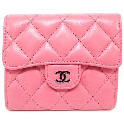 CHANEL 三つ折り財布　ピンク CHANEL シャネル フラップウォレット ピンク 3つ折り財布 キャビア