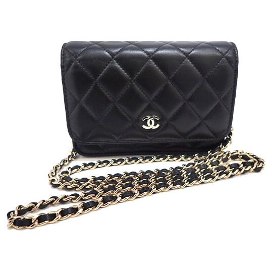 CHANEL シャネル ミニチェーンウォレット ラムスキン NOIR ゴールド