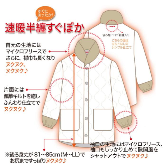 テイジン　速暖半纏すぐぽか　2枚セット　帝人 TEIJIN 半てん そくだん はんてん すぐポカ 冷え対策 保温グッズ 防寒着 冷え性対策 冷え性対策グッズ 男女兼用 |  | 17