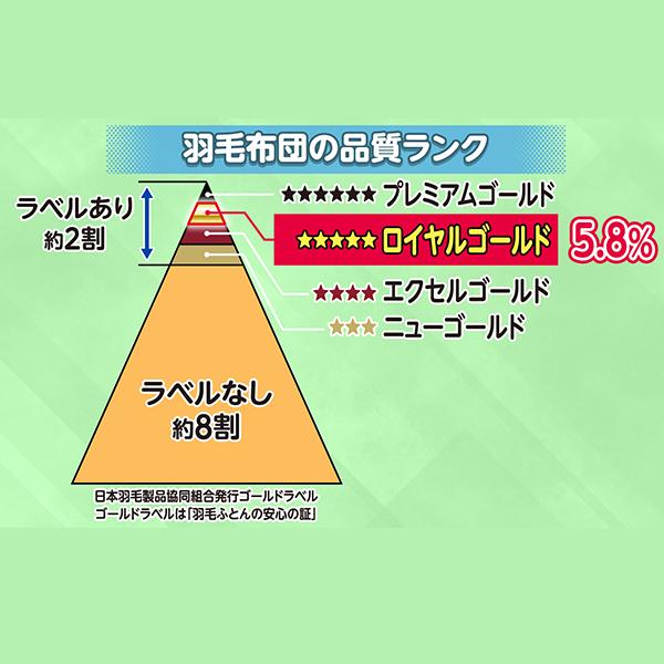 ＢＳ日テレ限定　５つ星ロイヤルゴールドラベル羽毛掛けふとん　お得な５点セット　羽毛布団 掛け布団 敷き布団 布団セット ハンガリー産 ダックダウン シングル |  | 06