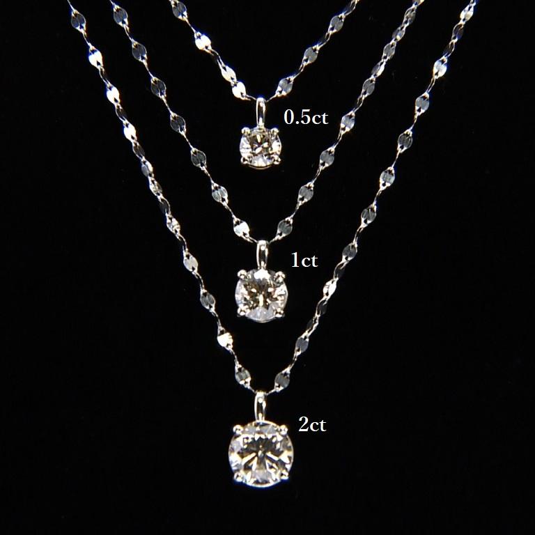 純プラチナ1ctダイヤペンダントペタルチェーンネックレス（造幣局検定マーク入）の画像