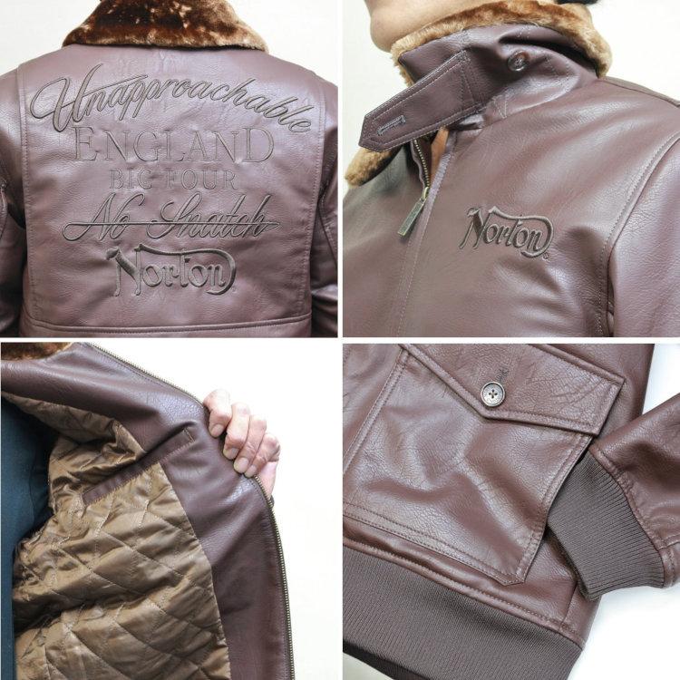 ノートン NortonフェイクレザーG-1裏キルトジャケット 203N1704  