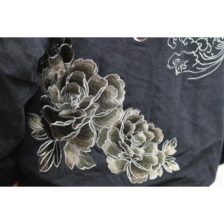 絡繰魂 粋 からくりだましいいき コーデュロイ襟付スタジャン 223015 睨み龍神 和柄 スタジアムジャンバー | 絡繰魂 | 04