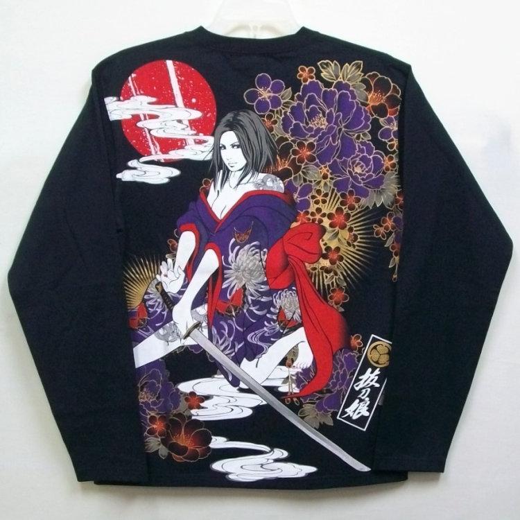 抜刀娘 ばっとうむすめ長袖Tシャツ ロンT 223035 葵 出づる日の繚乱 和柄 和 女の子 |  | 04