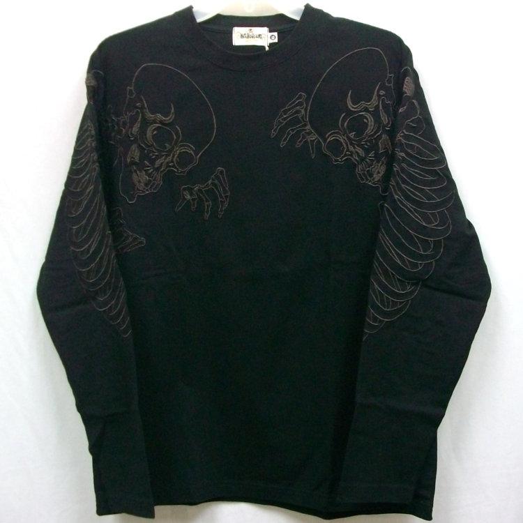 絡繰魂 からくりだましい 双がしゃどくろロンT 長袖Tシャツ 233113 和柄 髑髏 スカル | 絡繰魂 | 04