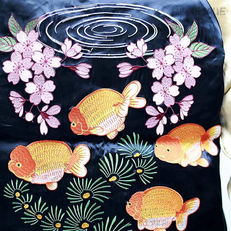 スカジャン ジャパネスク JAPANESQUE らんちゅう 蘭鋳 3RSJ-031/金魚