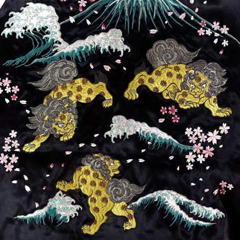 k*5様 花旅楽団JAPANESQUE 波に獅子 刺繍 スカジャン 3RSJ-0 スカジャン ジャパネスク JAPANESQUE 波に獅子 3RSJ-046 和柄 和