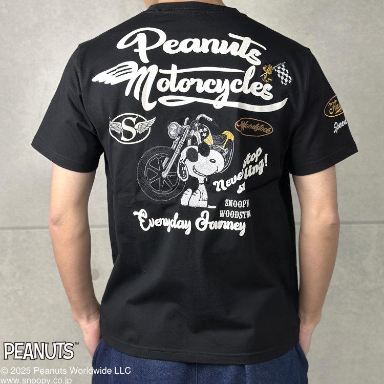 SNOOPY スヌーピーxFLAGSTAFFコラボ半袖Tシャツ 452094 BIKER