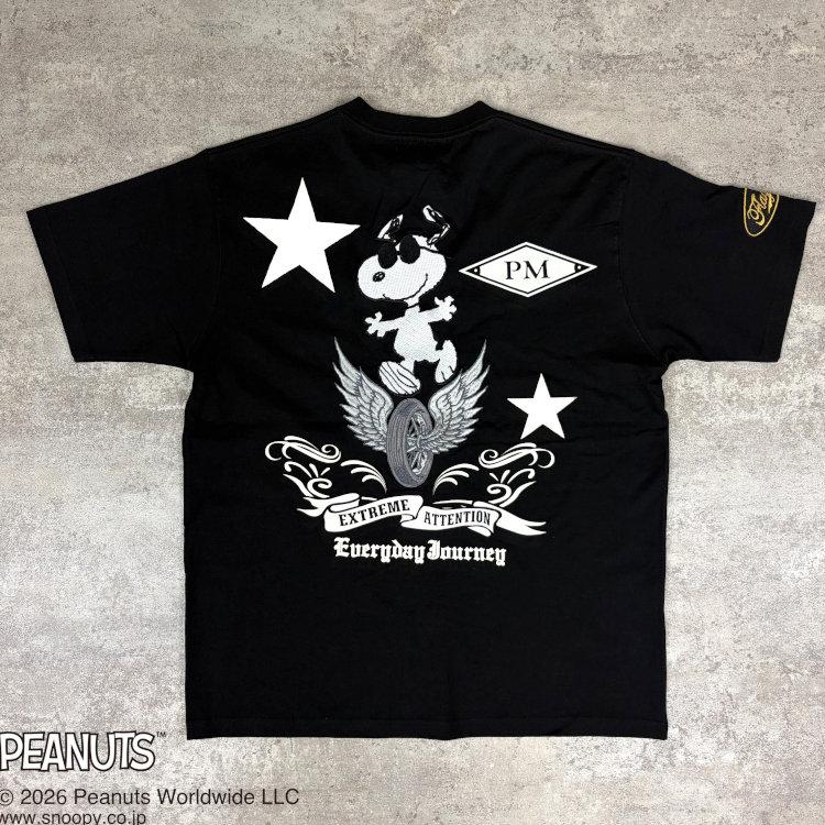 スヌーピーxFLAGSTAFFコラボ半袖Tシャツ 462022 PEANUTS PM アメカジ キャラクター PEANUTS バイク | SNOOPY | 02