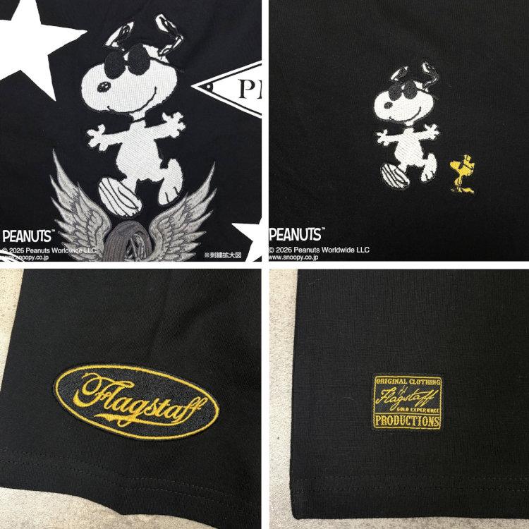 スヌーピーxFLAGSTAFFコラボ半袖Tシャツ 462022 PEANUTS PM アメカジ キャラクター PEANUTS バイク | SNOOPY | 05