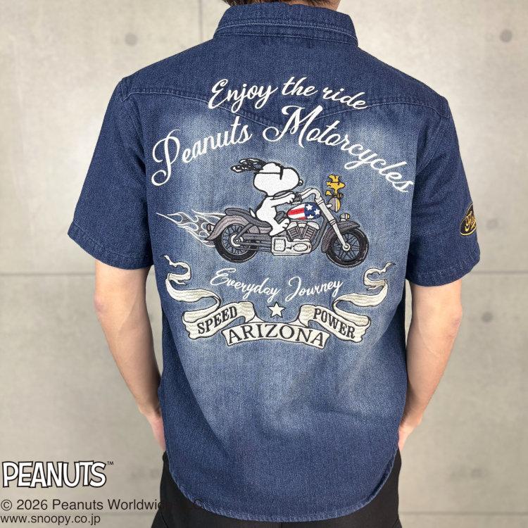 SNOOPY（スヌーピー） SNOOPYxFLAGSTAFFコラボ半袖デニムシャツ 462024