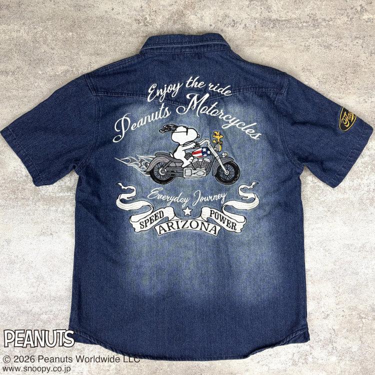 SNOOPY（スヌーピー） SNOOPYxFLAGSTAFFコラボ半袖デニムシャツ 462024