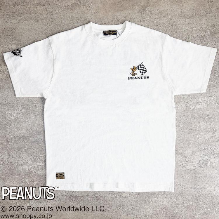 スヌーピーコラボ半袖T 462031 PEANUTS RACING ホワイト M SNOOPY（スヌーピー） スヌーピーxFLAGSTAFFコラボ半袖Tシャツ 462031