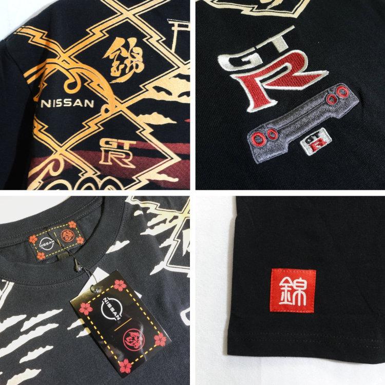 NISSAN 日産×NISIKI 錦 コラボ半袖Tシャツ 526232 NISMO GTR35 塔と紋様 スカイラインGT-R | 日産 | 08