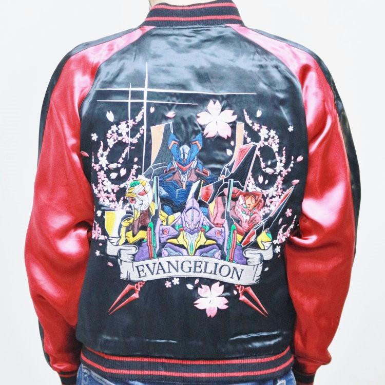 エヴァンゲリオン×錦 復刻版スカジャン 561354 EVA4体 黒×赤 XL