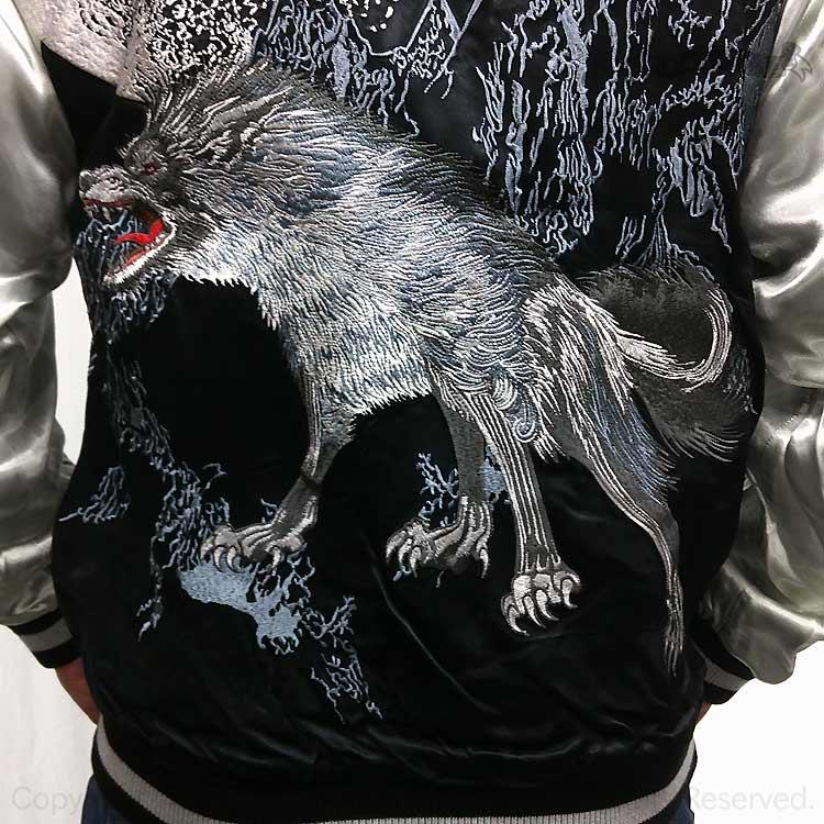 SATORI 2面用 狼 日本限定 スカジャン vintage レーヨン SATORI 2面用