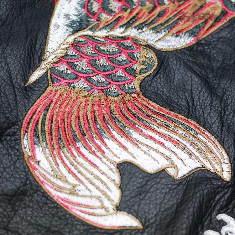 SATORI さとり 糸菊波跳鯉 襟付きレザーライダースジャケット SATORI さとり 糸菊波跳鯉 襟付きレザーライダースジャケット