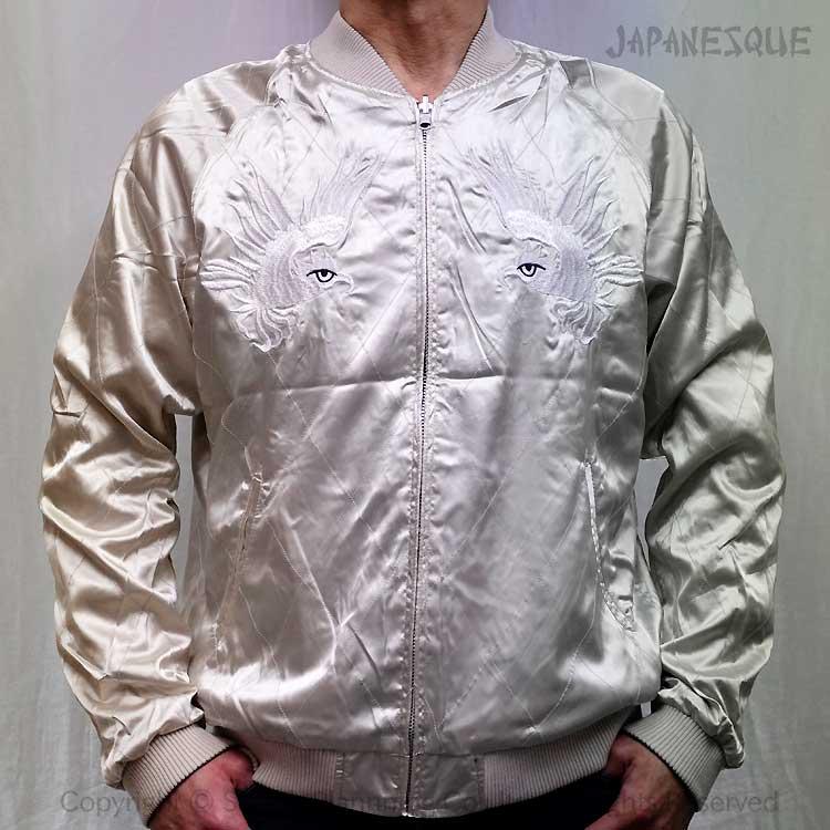 スカジャン ジャパネスク ハワイ地図と白虎 刺繍 リバーシブル JSKJ