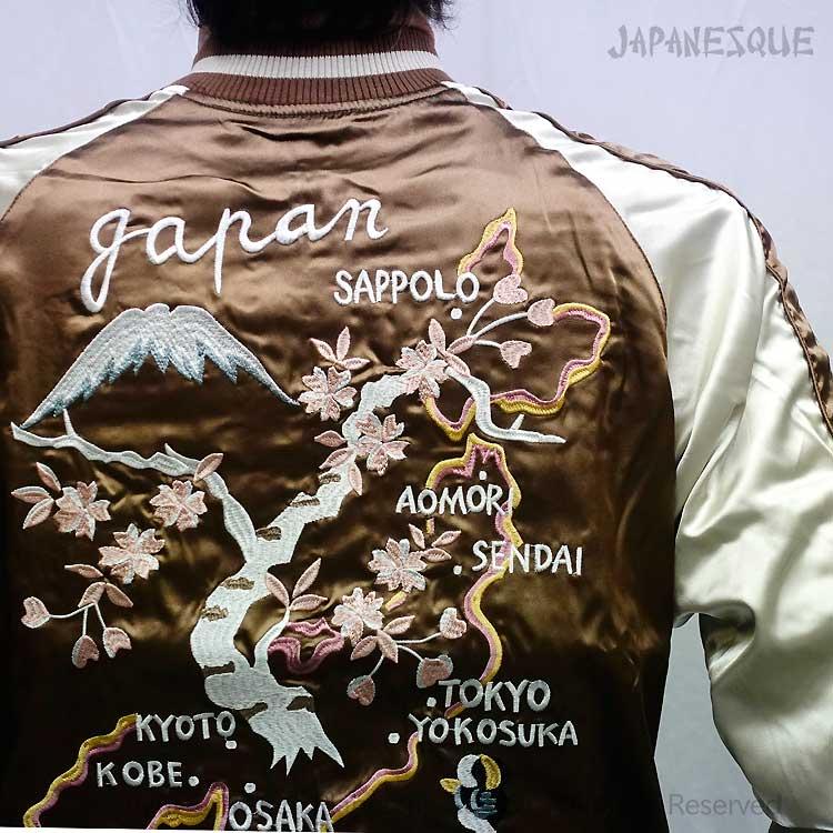 スカジャン ☆ドラゴン虎 舞子 刺繍 リバーシブル ヴィンテージ シルク 鷹虎龍刺繍/別珍リバーシブルスカジャン Japanesque JSKJ-006 和柄