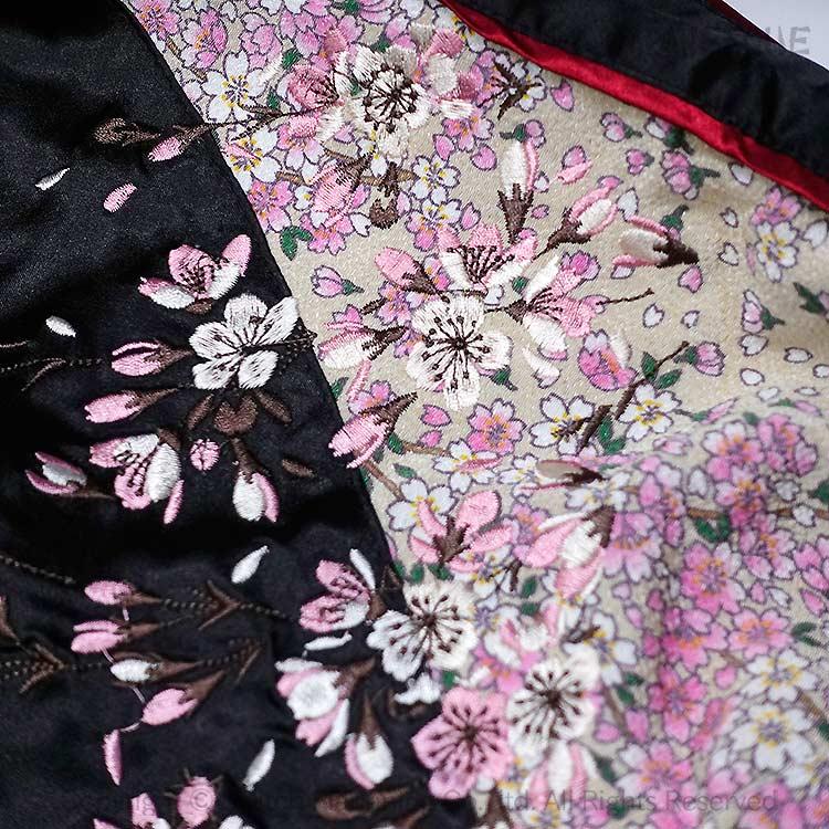 スカジャン ジャパネスク 桜刺繍 ちりめん袖 JSKJ-301 和柄 JAPANESQUE