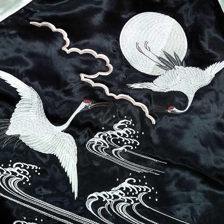 スカジャン ジャパネスク JSKJ-507 月に鶴 和柄 JAPANESQUE : SCRIPT