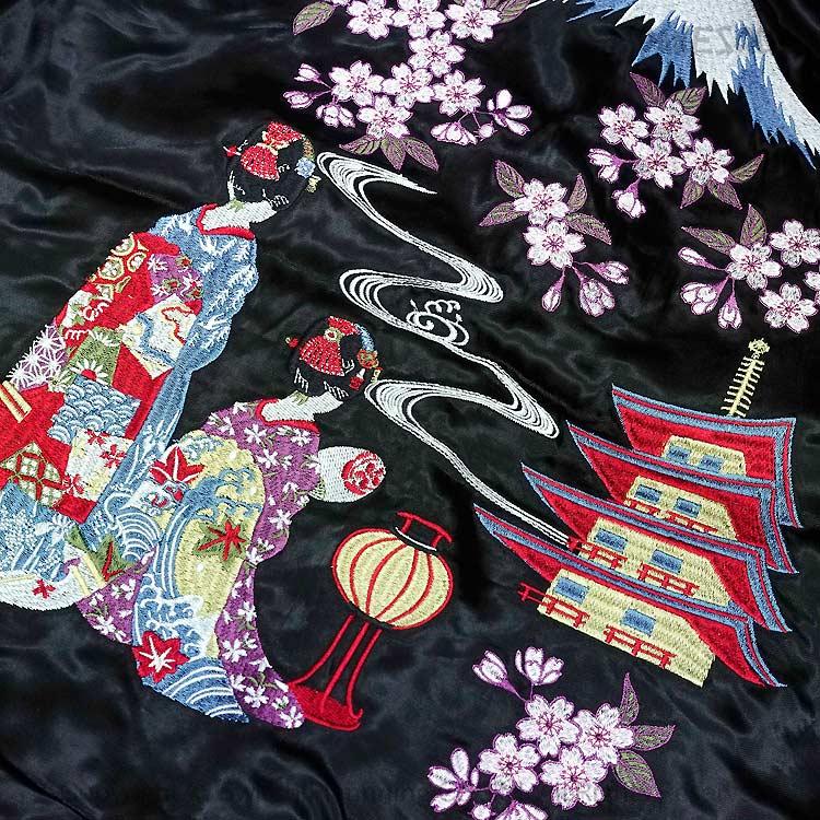 スカジャン ジャパネスク JSKJ-509 富士に舞妓 和柄 JAPANESQUE