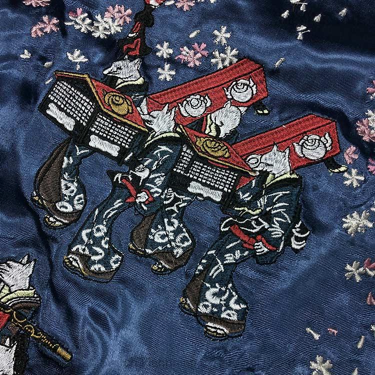 スカジャン ジャパネスク JSKJ-513 狐の嫁入り 和柄 JAPANESQUE 