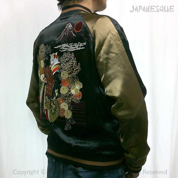 スカジャン ジャパネスク JSKJ-514 猫花魁 和柄 JAPANESQUE : SCRIPT