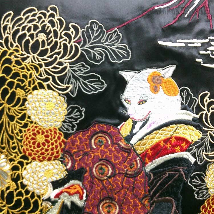 スカジャン ジャパネスク JSKJ-514 猫花魁 和柄 JAPANESQUE : SCRIPT