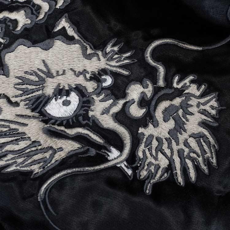 和柄スカジャン ジャパネスク炎龍×黒鳳凰 刺繍リバーシブルスカジャン