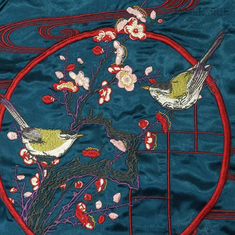 和柄スカジャン ジャパネスク 桜金魚×梅と鶯 刺繍リバーシブル