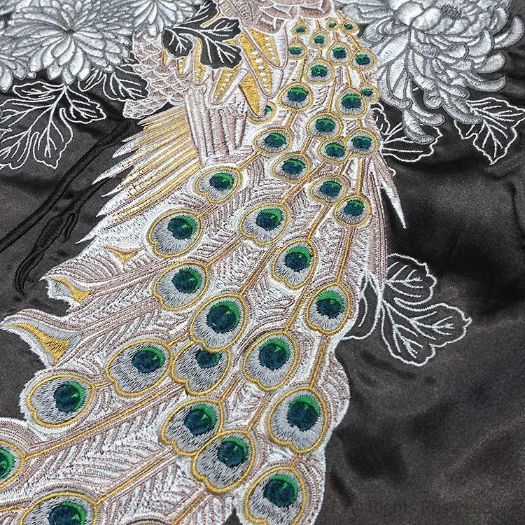 和柄スカジャン ジャパネスク 月に狼・白孔雀刺繍リバーシブル